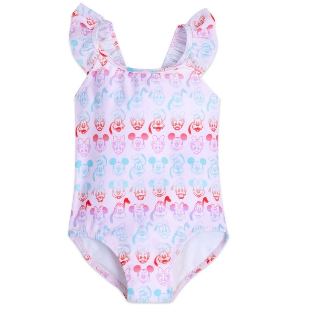 DISNEY BABY Mickey & Friends Swimsuit w Ruffled Straps 0-3M